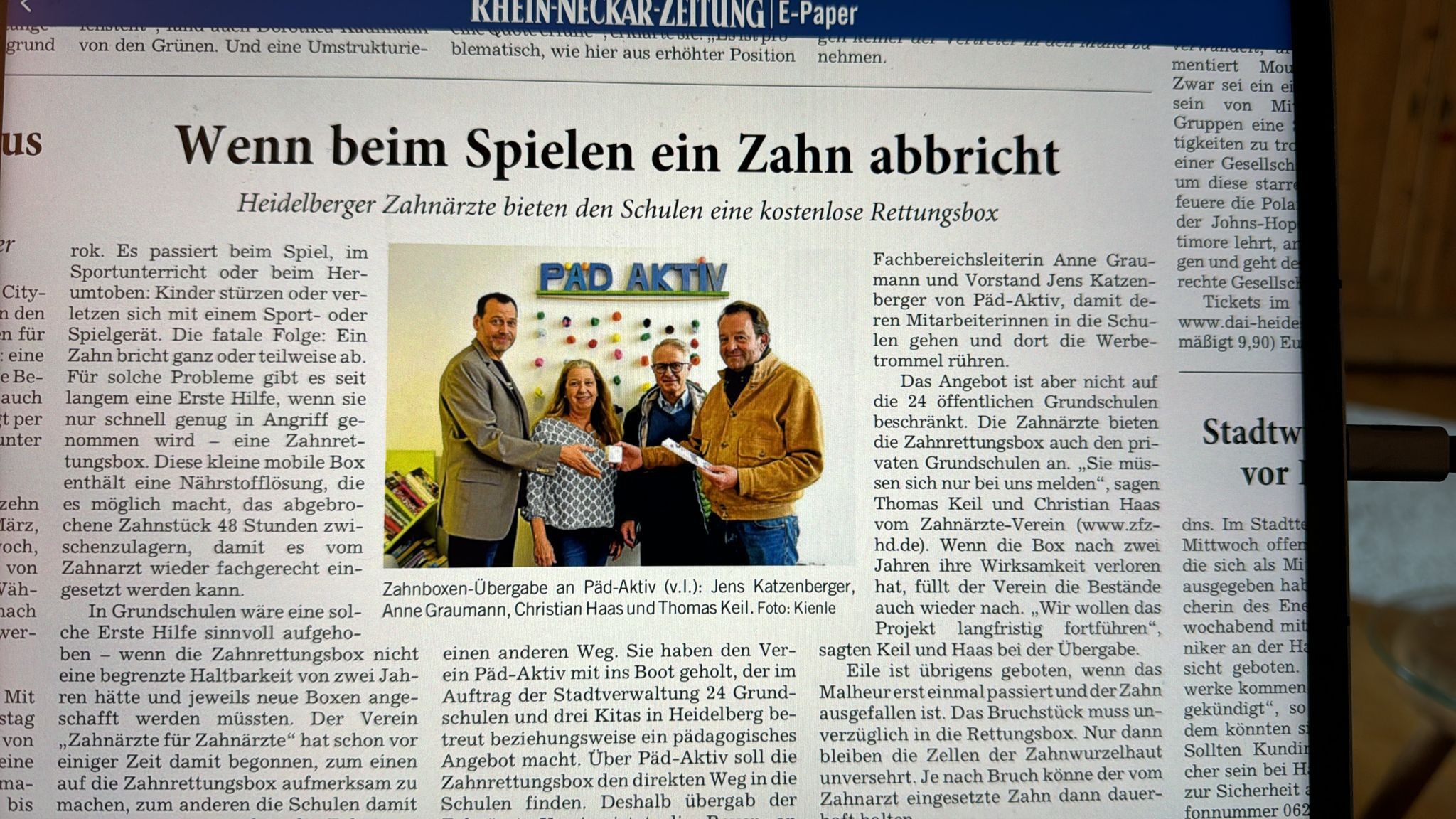 Artikel über Zahnrettung